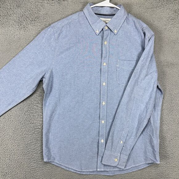 Aeropostale Button Down Shirt Adult Large Light Blue 100% Cotton Casual Mens NEE - Picture 1 of 9